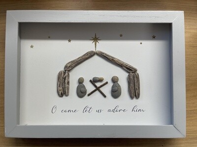 Pebble Nativity Framed Plaque