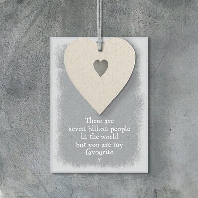 Cream heart tag-Seven billion people