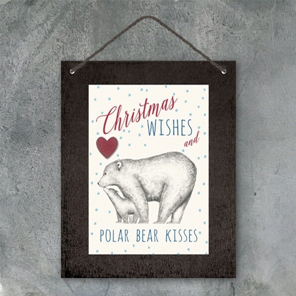3403 -Christmas sign-Christmas wishes and polar bear kisses