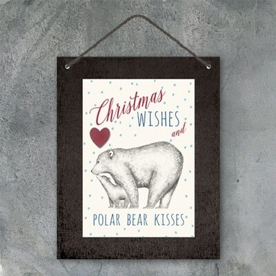 3403 -Christmas sign-Christmas wishes and polar bear kisses