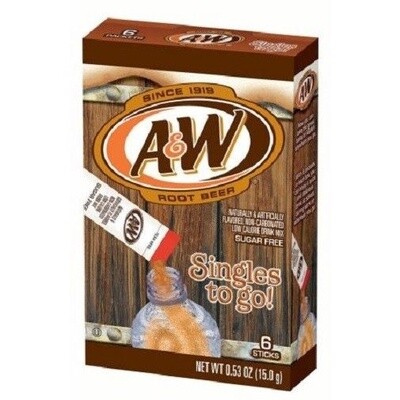 A&amp;W Root Beer Flavoured Drink Mix 6 x Singles To Go Sachets 15g