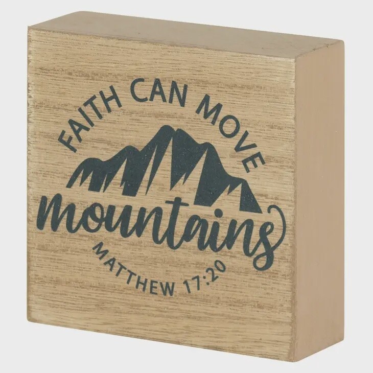 Faith Can Move Mountains Tabletop Plaque - Brown