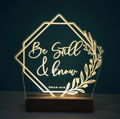 Be still and Know night light Light base and engraved panel