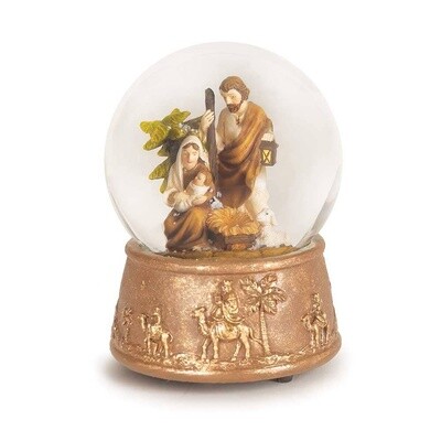 Glass Musical Holy Family Water Globe
