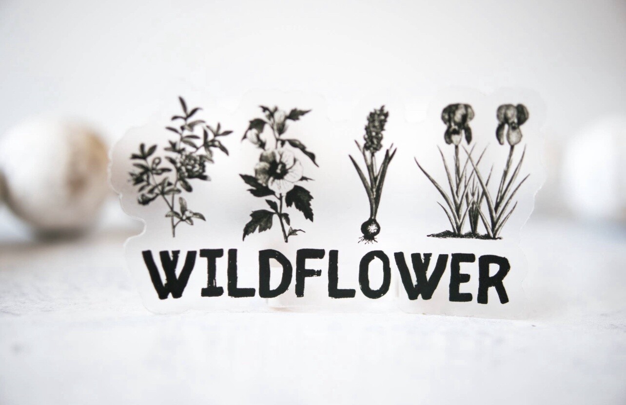 Wildflower, Clear Vinyl Sticker, 3x3 in.