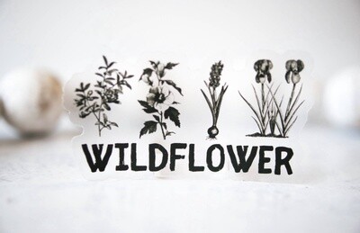 Wildflower, Clear Vinyl Sticker, 3x3 in.