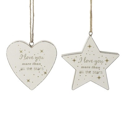WOOD HEART HANGING DECORATION