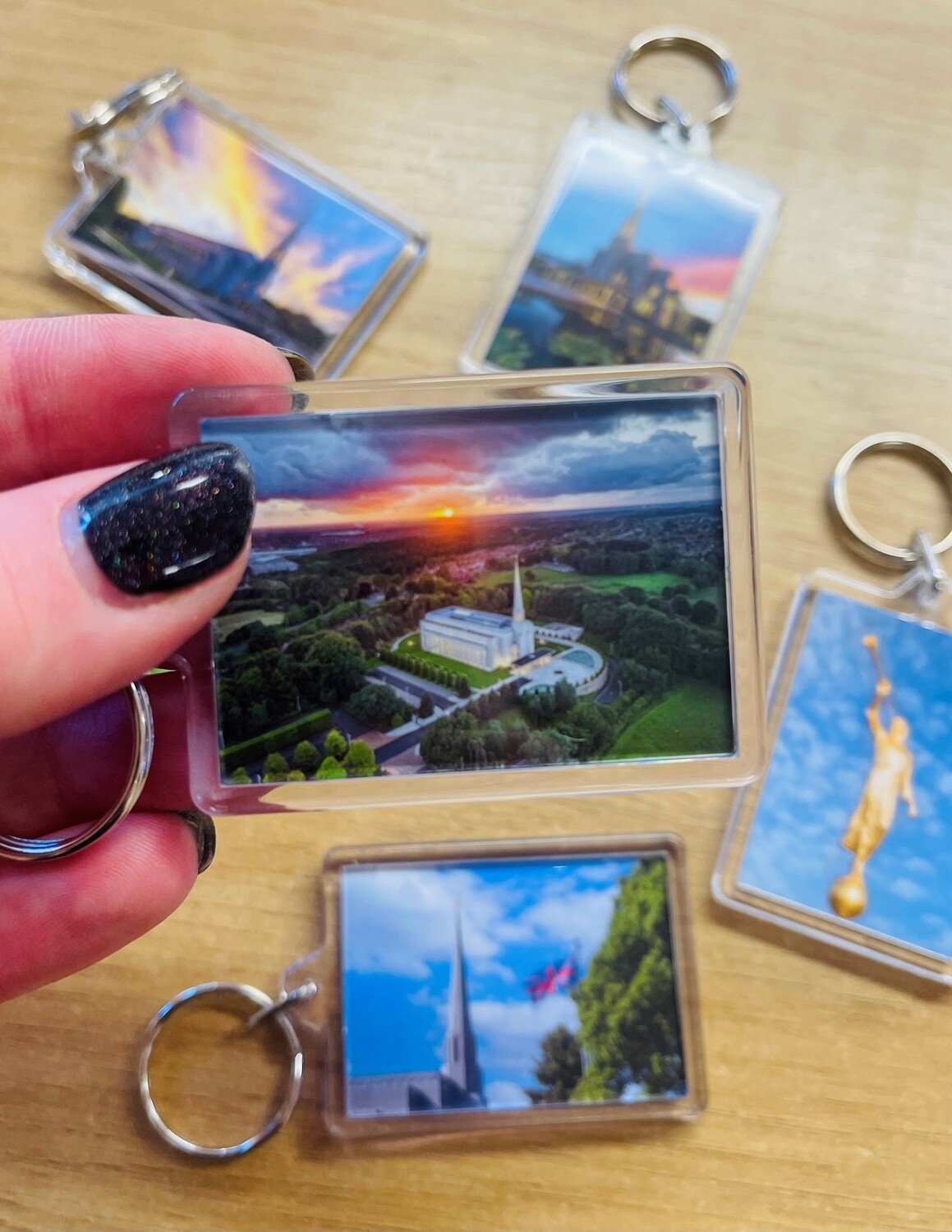 Temple Keyring - Arial Sunset