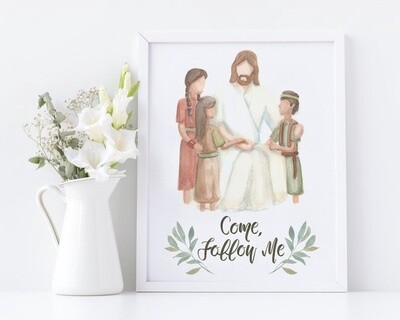 The Savior With Children Come Follow Me, CastelArts. Print 6&quot;x 8&quot;