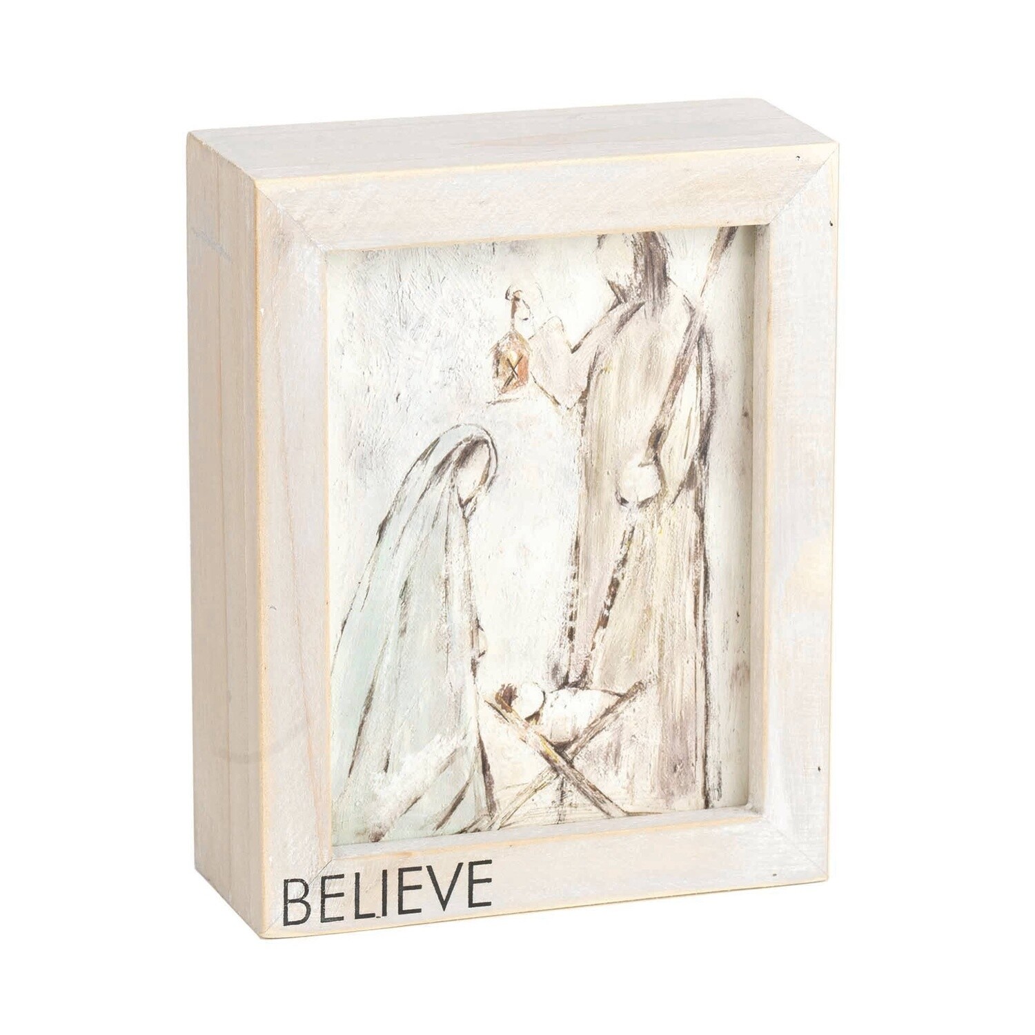 CHRISTMAS TABELTOP HOLY FAMILY BELIEVE 5x6&quot;