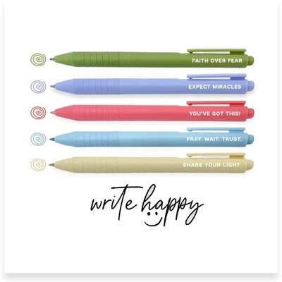 Write Happy Inspirational 5 Piece Gel Pen Set, Expect Miracles
