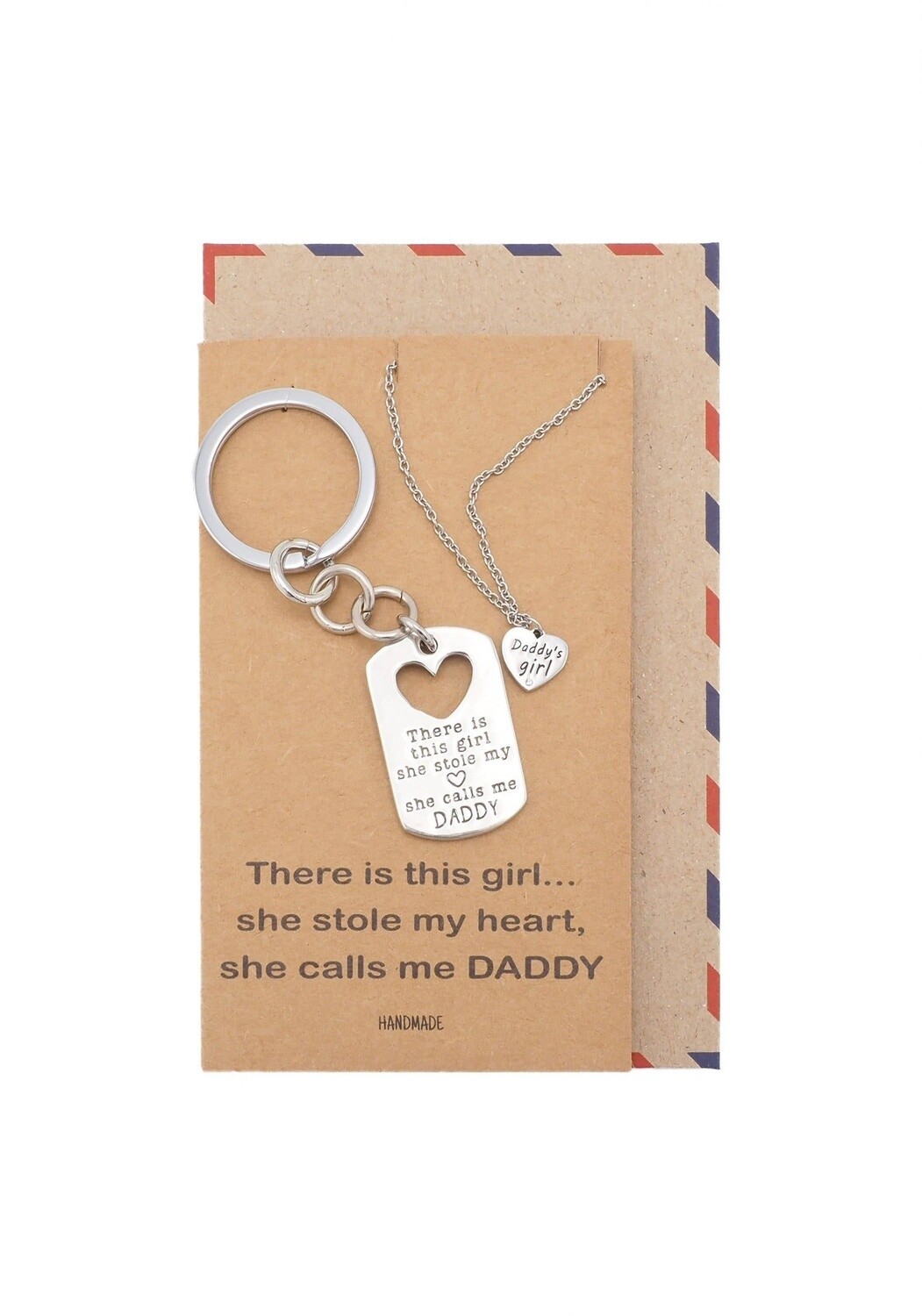 Earl Daddy&#39;s Girl Set, Engraved Heart Key chain and Necklace