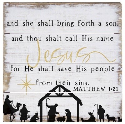 Matthew 1:21 - Perfect Pallet 8&quot; x 8&quot; x 1&quot;
