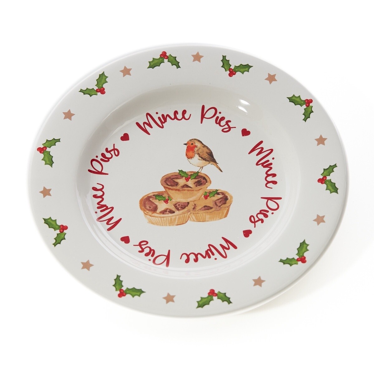 CHRISTMAS PLATE, MINCE PIES WITH ROBIN