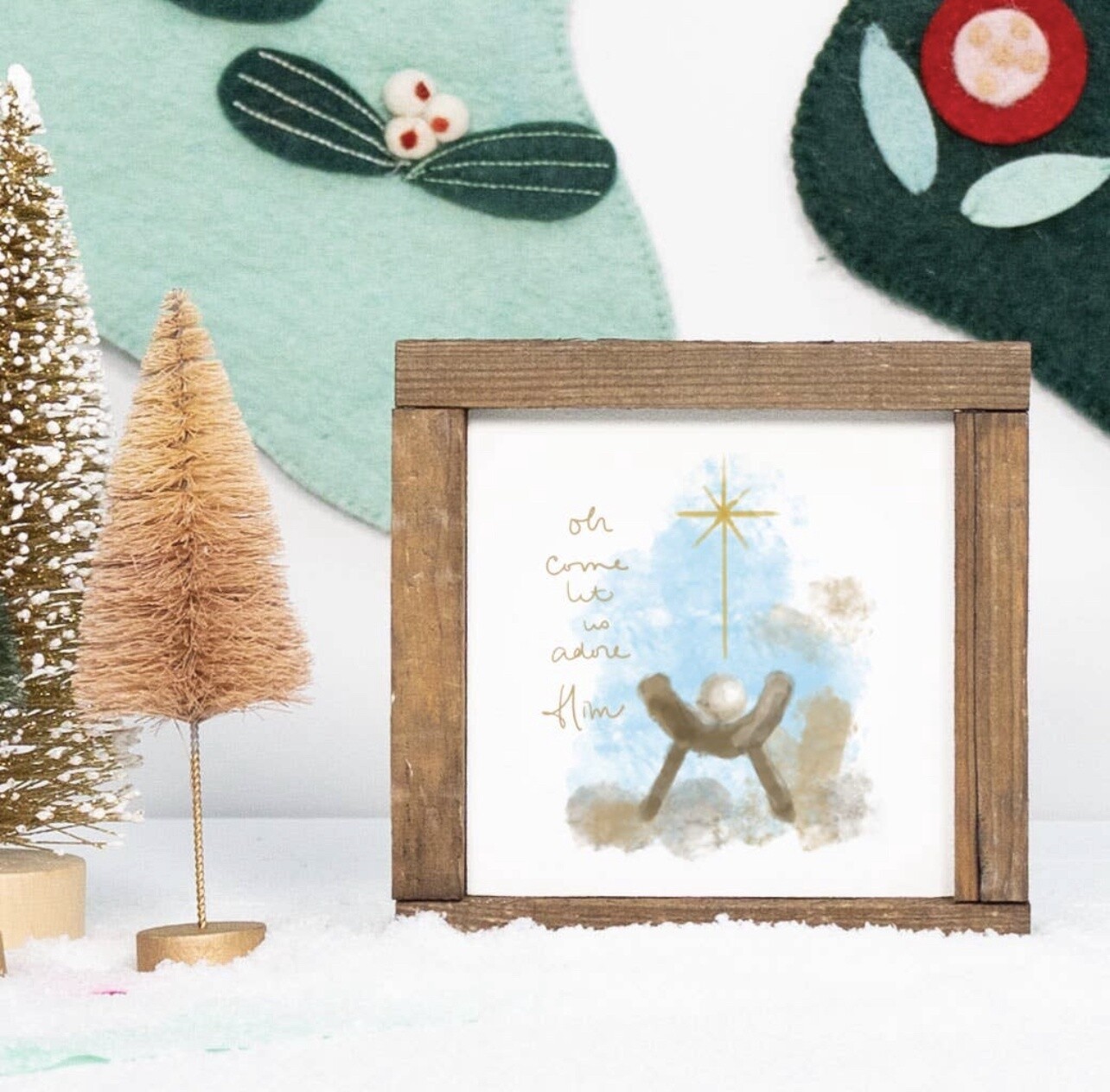 Let Us Adore Him Manger, Christmas Decor, Wall Art, Faith