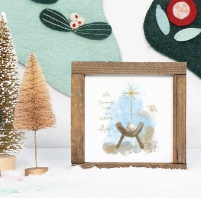 Let Us Adore Him Manger, Christmas Decor, Wall Art, Faith