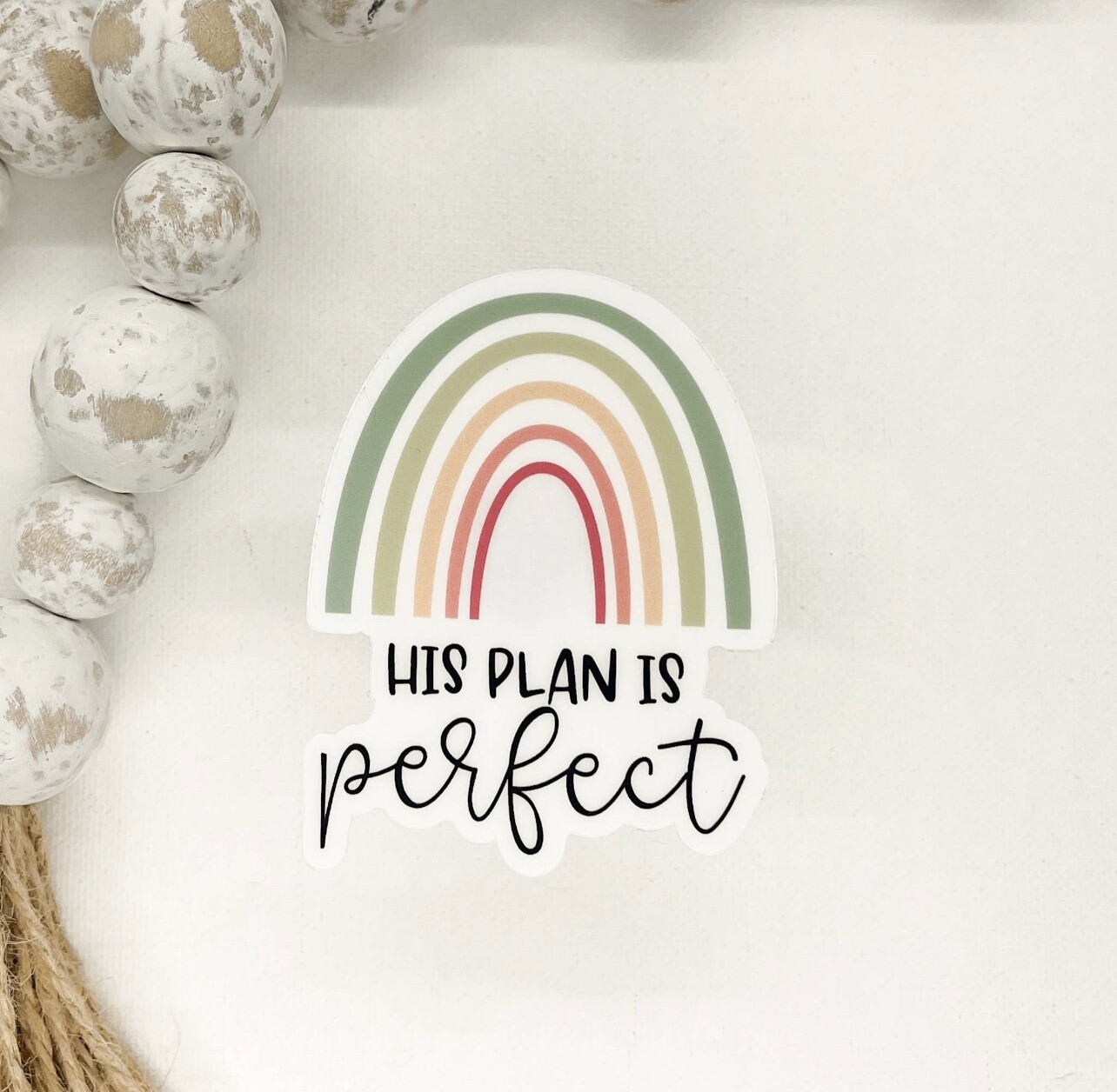 His Plan Is Perfect Rainbow, Clear Vinyl, Sticker, 3x3 in