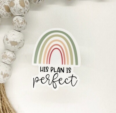 His Plan Is Perfect Rainbow, Clear Vinyl, Sticker, 3x3 in