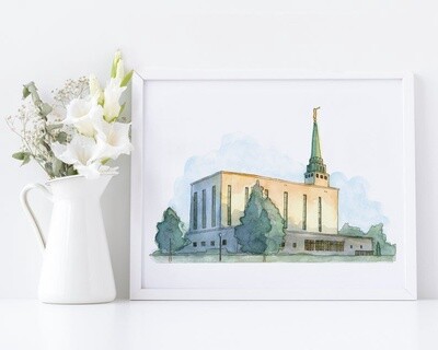 London Temple 6&quot;x 8&quot; Print - Castel Arts Print Only