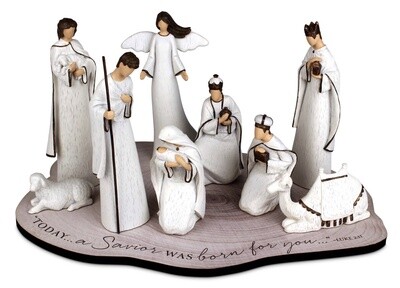 Nativity Set Savior Born Scriptured Base