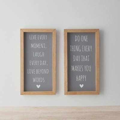 Live Every Moment, Laugh Every Day, Framed Quote Sign,