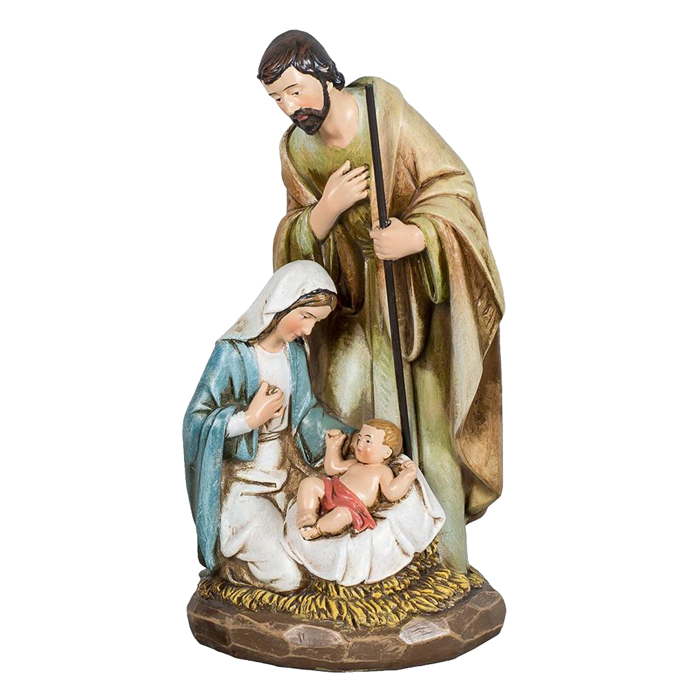 Wood Carved Holy Family Nativity
