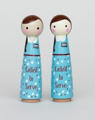 Called to Serve Peg Doll Girl 4.5 inch BROWN HAIR