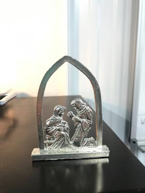 Pewter Handmade Nativity Figurine - Nativity with Arch