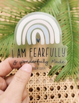 Fearfully + Wonderfully Made Clear Vinyl, Sticker, 3x3 in.