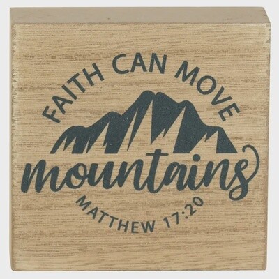 Faith Can Move Mountains Tabletop Plaque - Brown