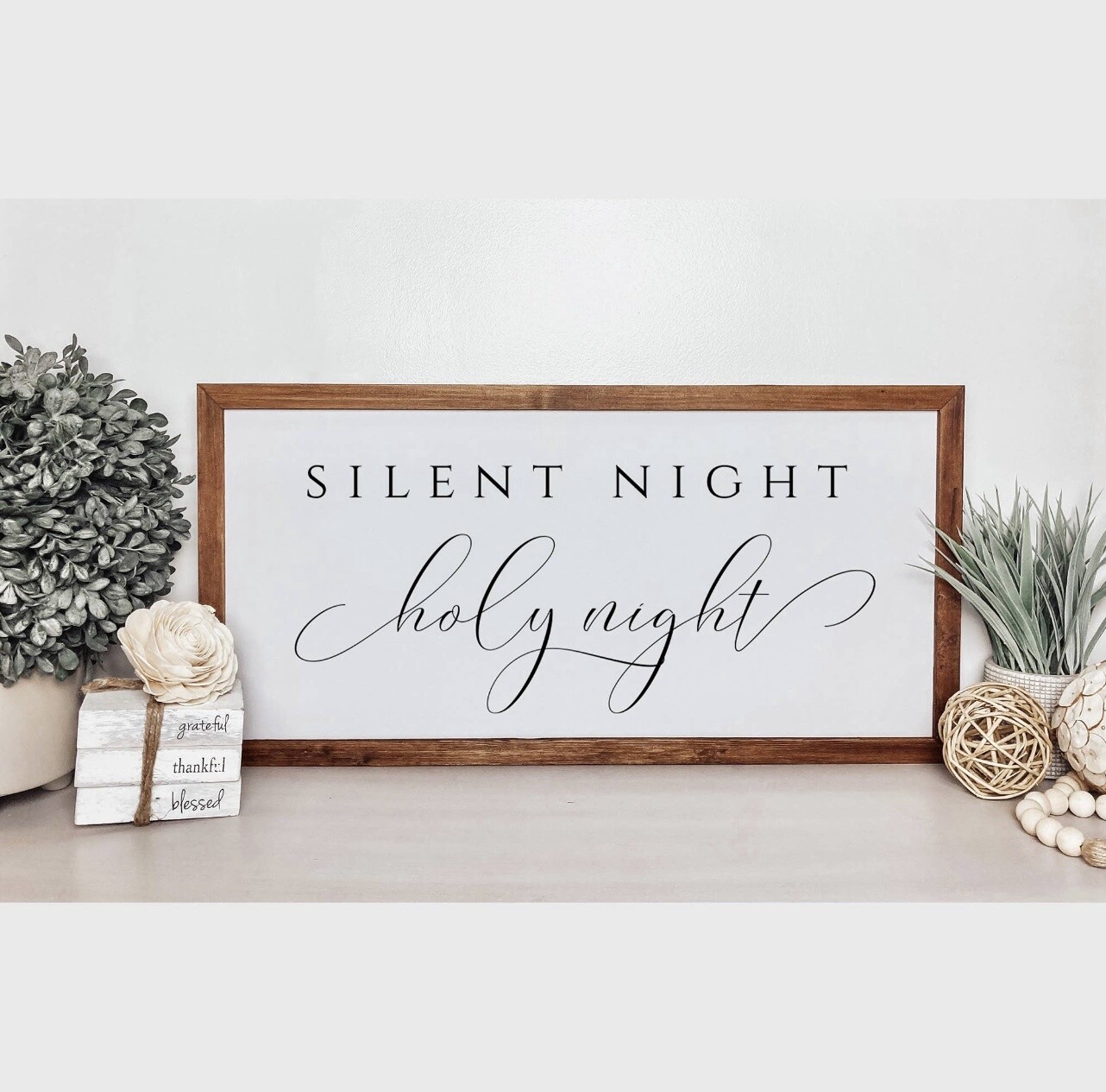 Silent Night Holy Night Christmas Farmhouse Sign