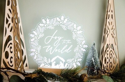 Joy to the World light design Light base and engraved panel