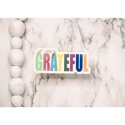 So Very Grateful Clear, Vinyl Sticker, 3x3 in.