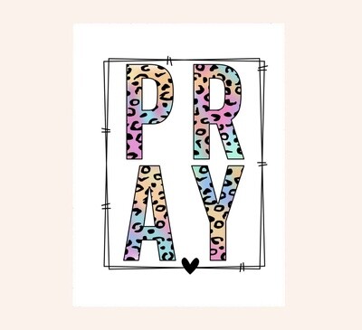Pray Leopard, Clear Vinyl Sticker 3 inch
