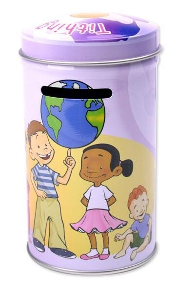 Round Tithing Tin Bank - Girl