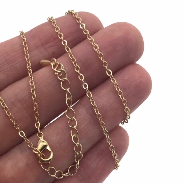 16&quot;-18&quot; Adjustable Necklace Chain Gold, Metal: Gold