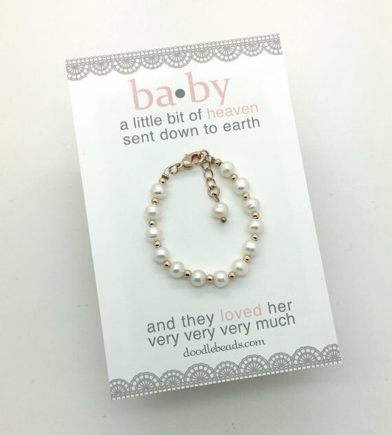 Pearl Baby Bracelet, Colour: Gold Bead