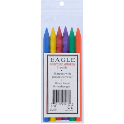 Eagle Erasable Scripture Markers pack of 6 (Crayons)