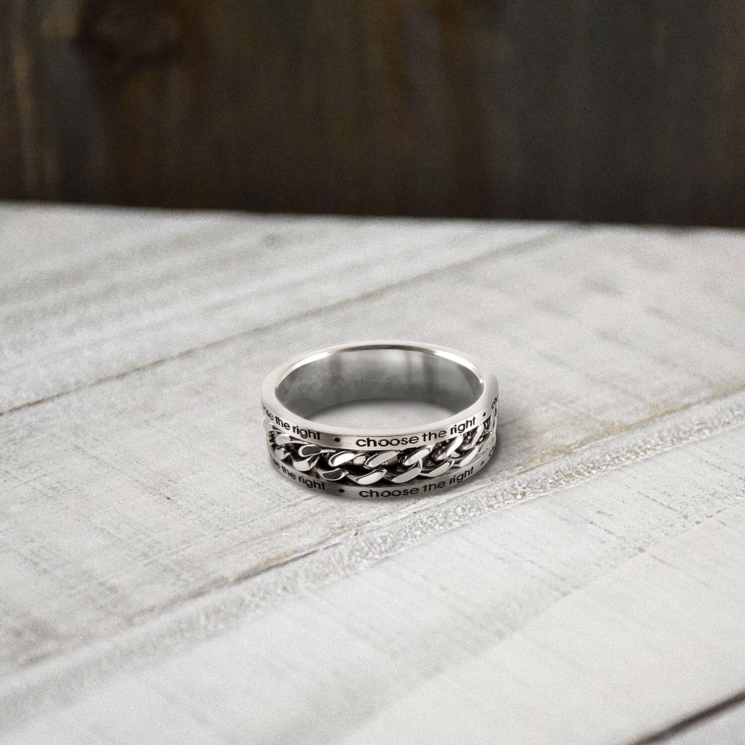 #127 CTR Chain Spinner Ring - Stainless Steel, Ring Size: 7.5