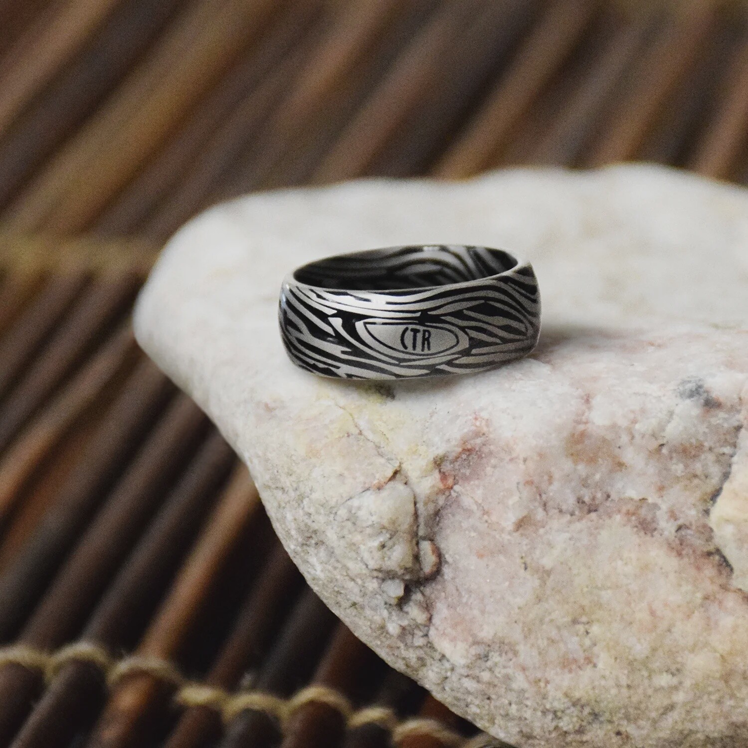 CTR DESIGNER DAMASCUS RING - TUNGSTEN CARBIDE, Ring Size: 8