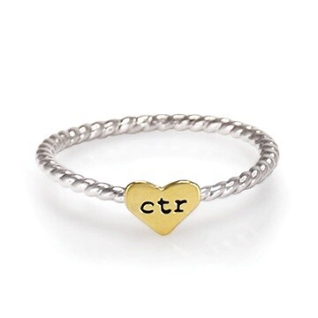 #195 CTR Heart Strings Ring - Stainless Steel, Ring Size: 4