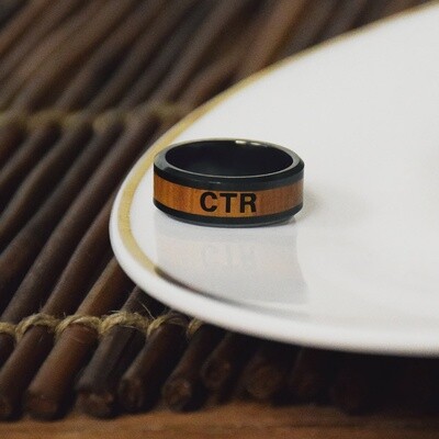 #192 CTR Designer Frontier Ring - Ceramic With Wood Inlay