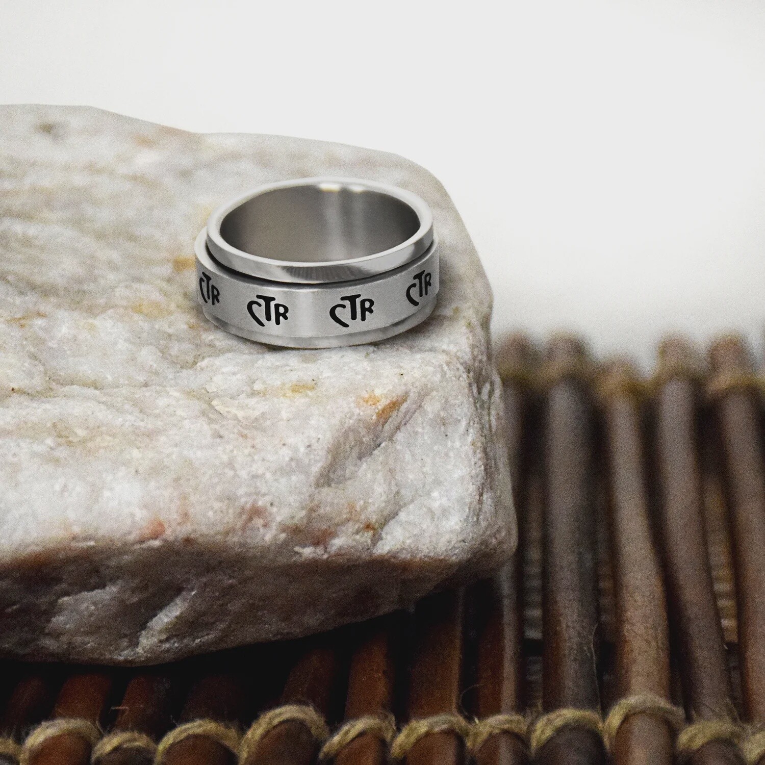 #105 CTR Wide Spinner Ring - Stainless Steel, Ring Size: 5