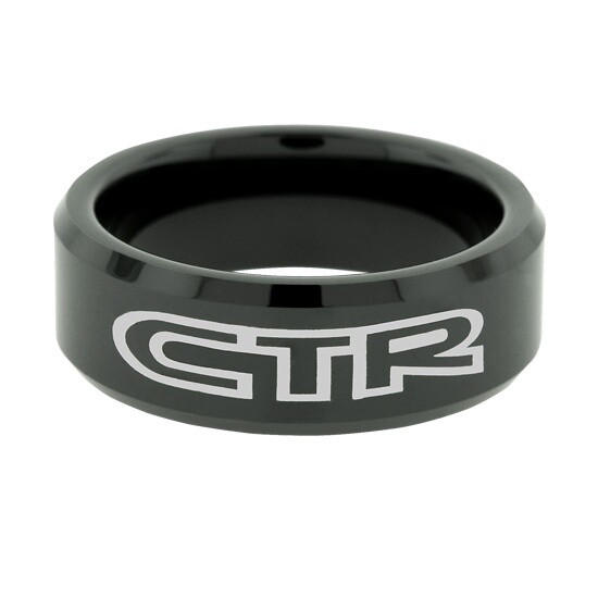 “Force” Black Diamond Ceramic CTR with silver inlay, Ring Size: 8