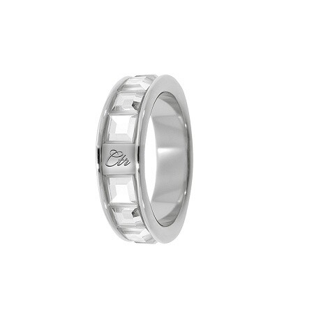 CTR Ring ““Glimmer” Stainless Steel with White CZ Stones, Ring Size: 5