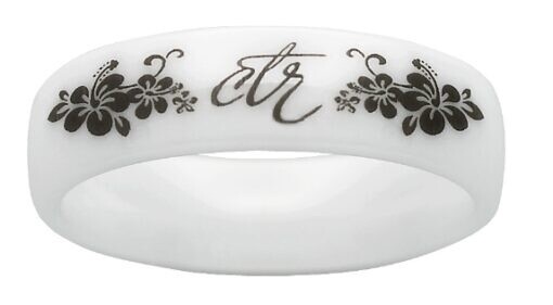 “Heavenly Flower” CTR  White Diamond Ceramic, Ring Size: 5