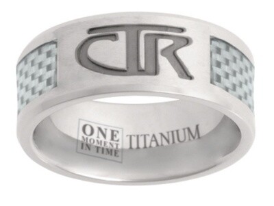 Titanium with White Carbon Fiber Inlay CTR Ring
