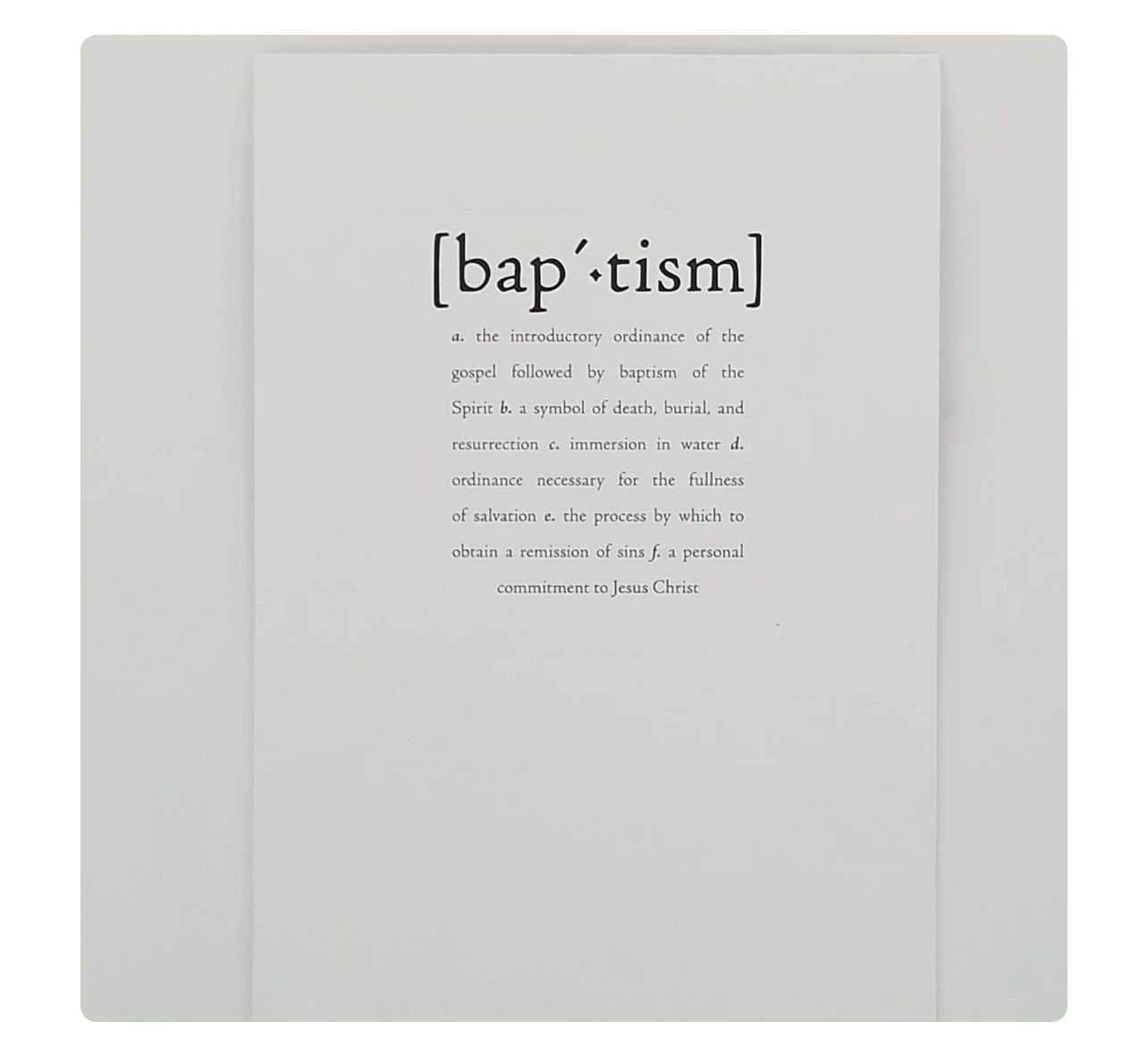 Definition - Baptism - Greeting Card