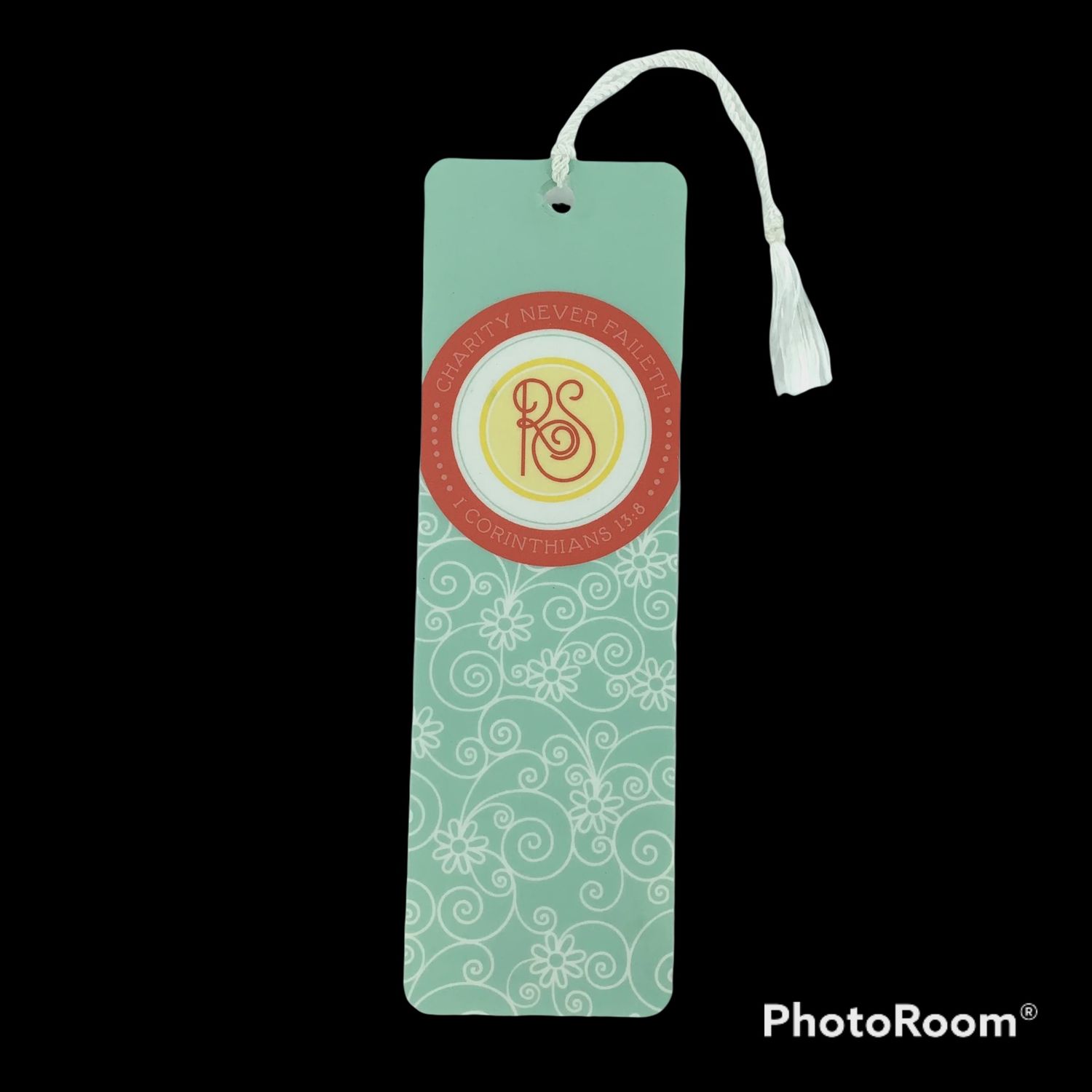 Relief Society Bookmark, Aqua Lace