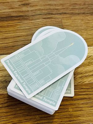 Preston England temple sticker (green arch)